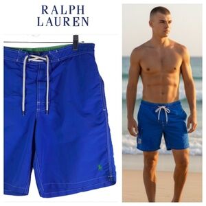 Polo Ralph Lauren Swim Trunks Board Shorts Mens Small Blue Solid